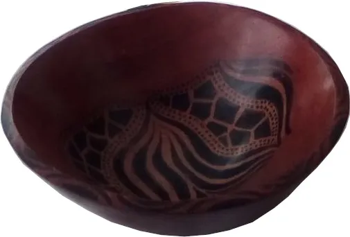 Side view of the wooden bowl