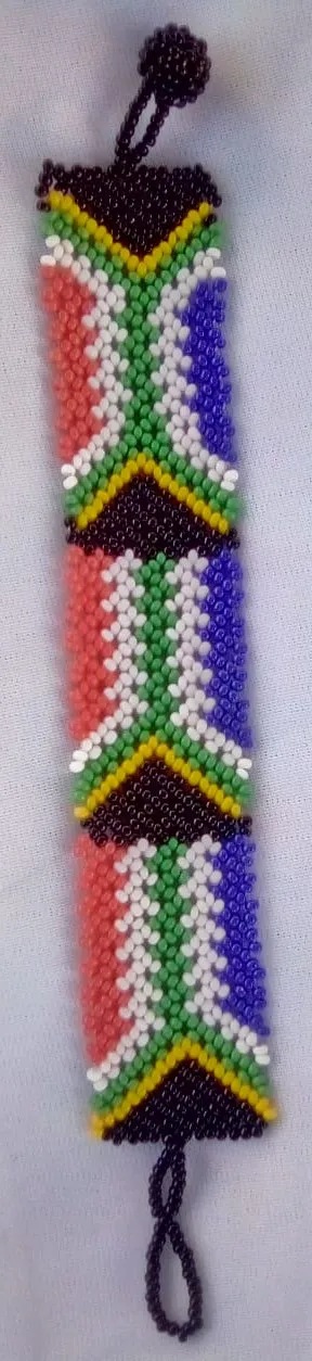 Zulu Beaded Bracelet with South African flag pattern