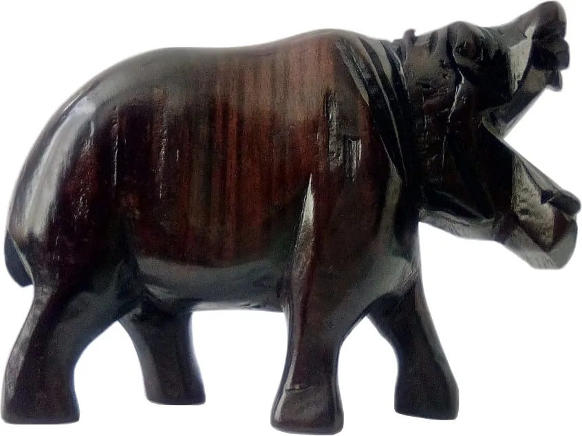 Hippo open mouth wood carved