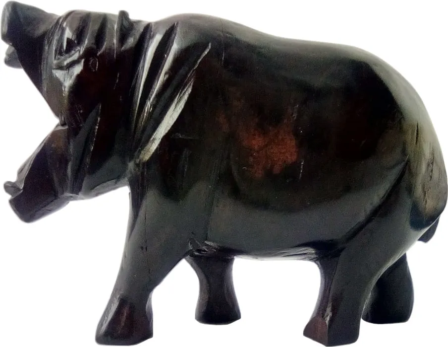 Hippo open mouth wood carved