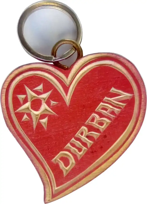 Keyring Heart Shaped Wood Carved. Custom carving on reverse side.