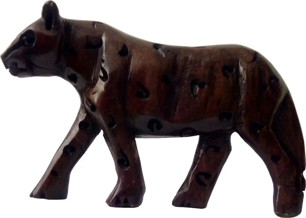Leopard carved from wood