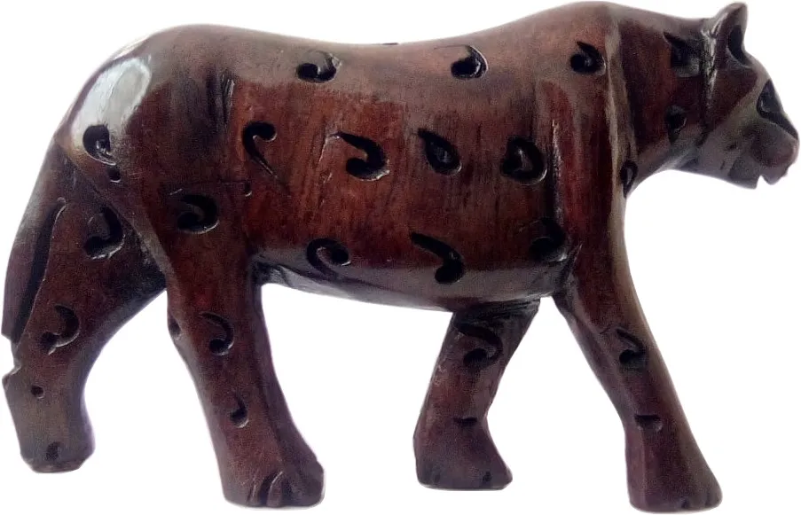 Leopard carved from wood