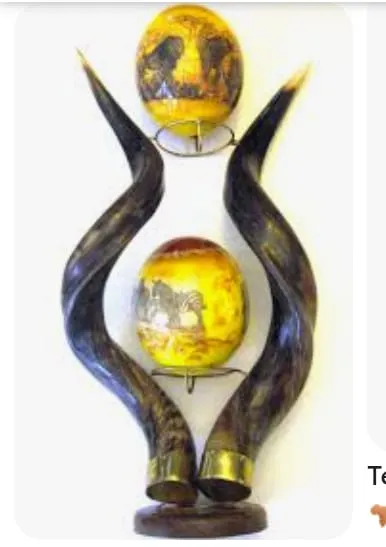 Kudu horn stand with egg